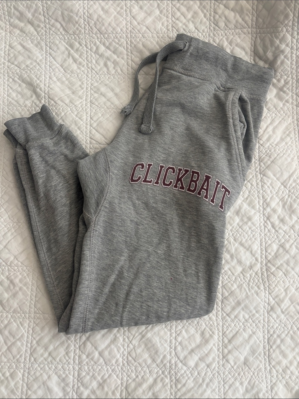 David Dobrik Clickbait x Fanjoy Gray Jogger Sweatpants Size M Embroidered